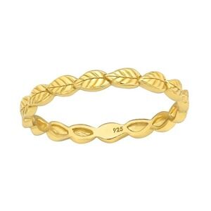 14k Gold over 925 Sterling Silver Ring Leaf Design